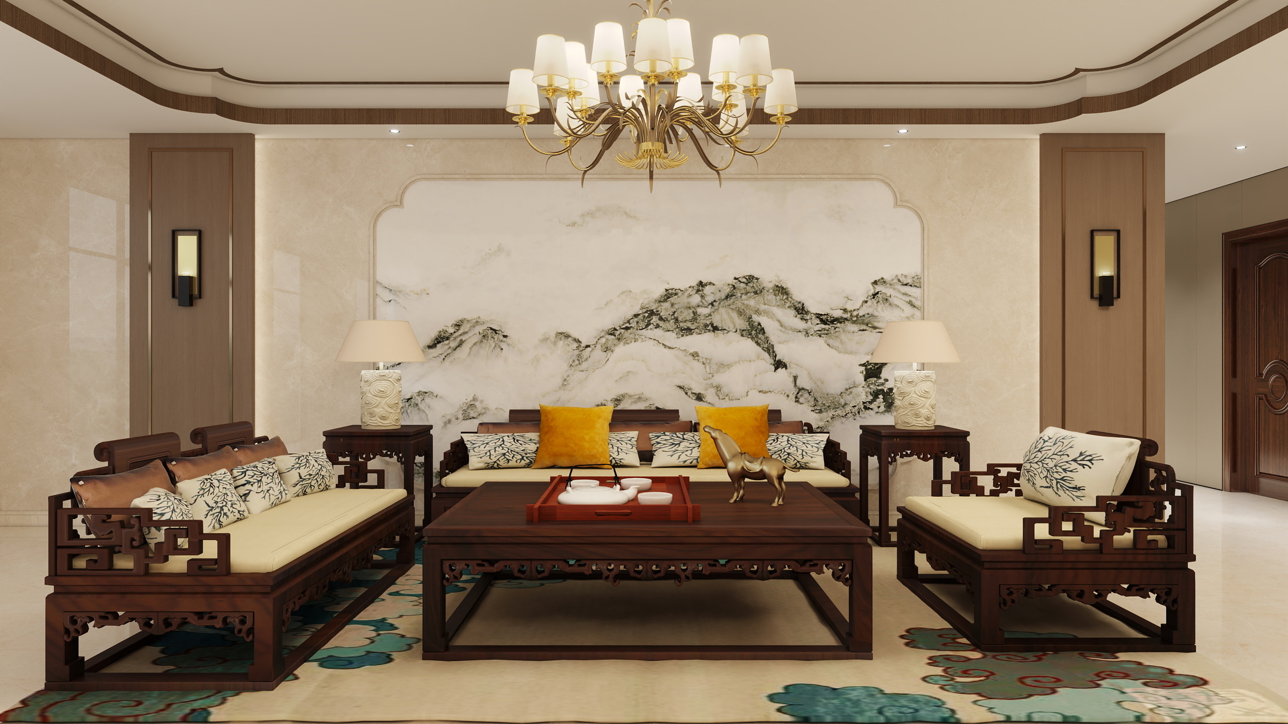 茕歌-客餐厅-卡其-装修设计方案