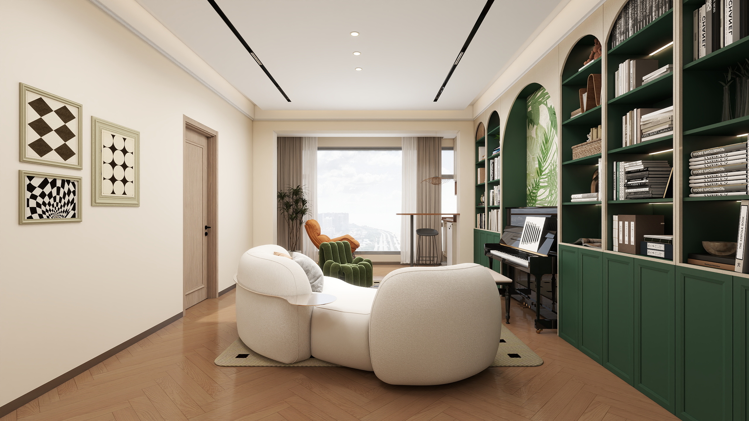 王哲-奶油100㎡2室-装修设计方案