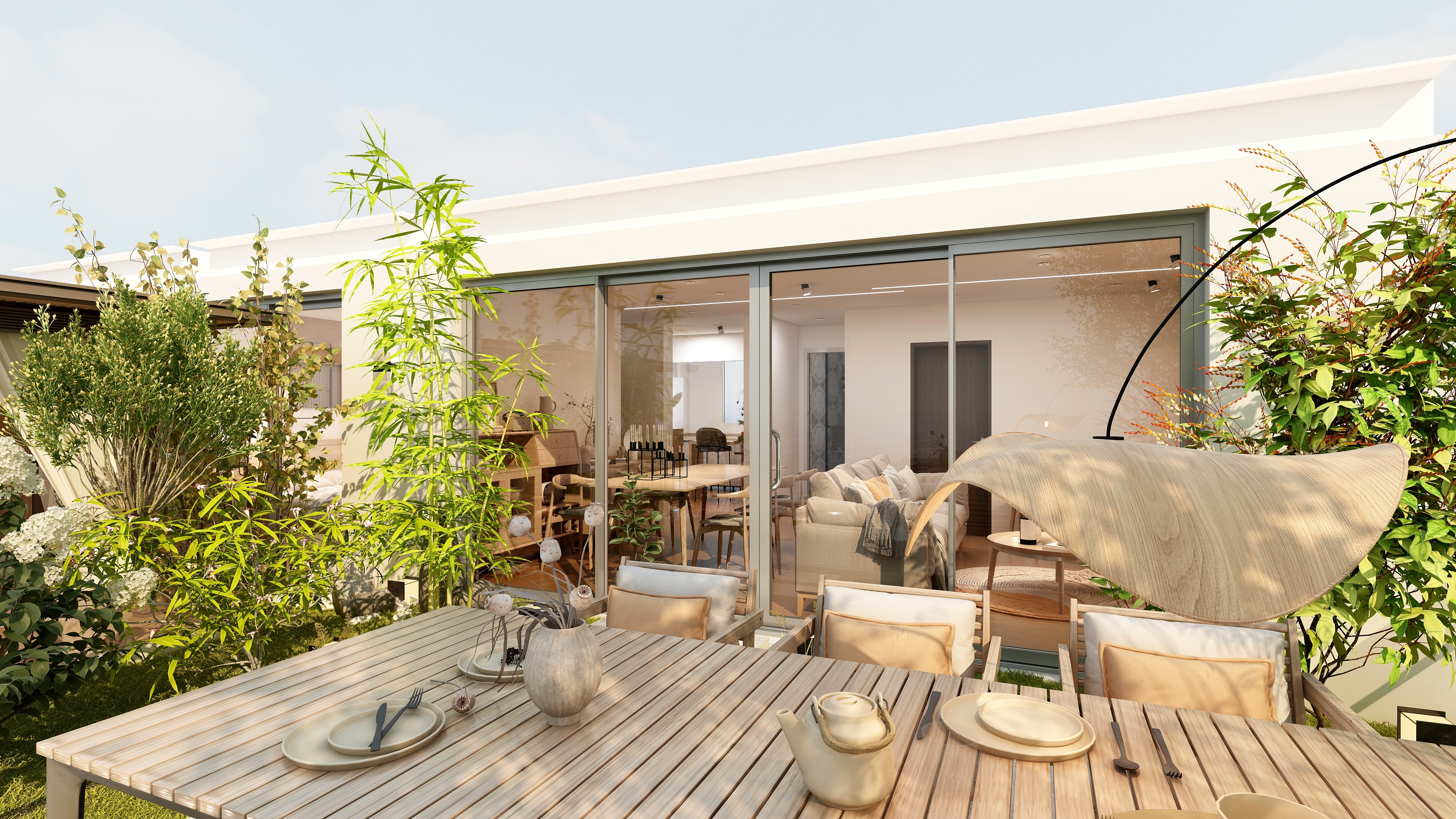 四川眉山市东坡区兰天-通威城市森林花园132㎡-全拉通推拉门-装修设计方案