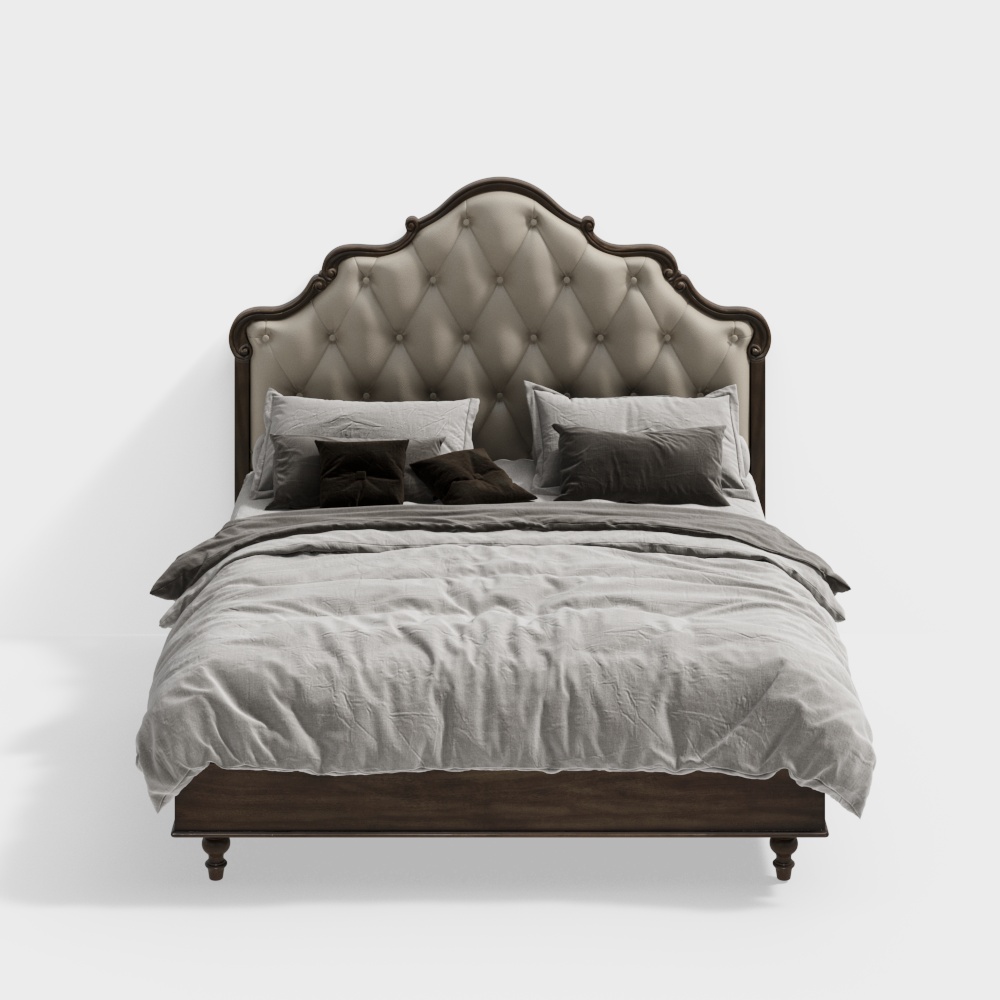 美式实木双人床