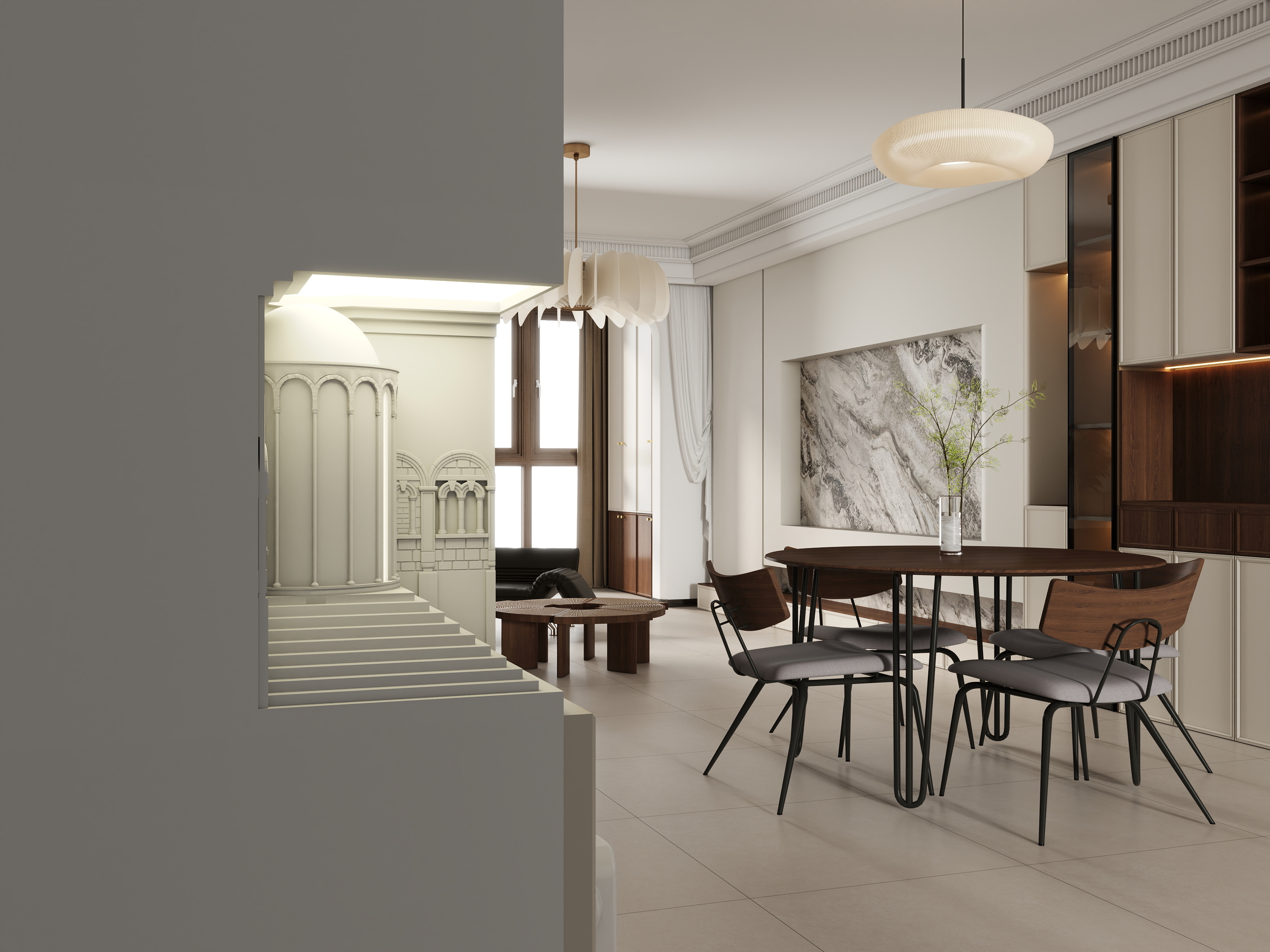 室内设计师飘然-​三远大爱城中古奶油风-装修设计方案