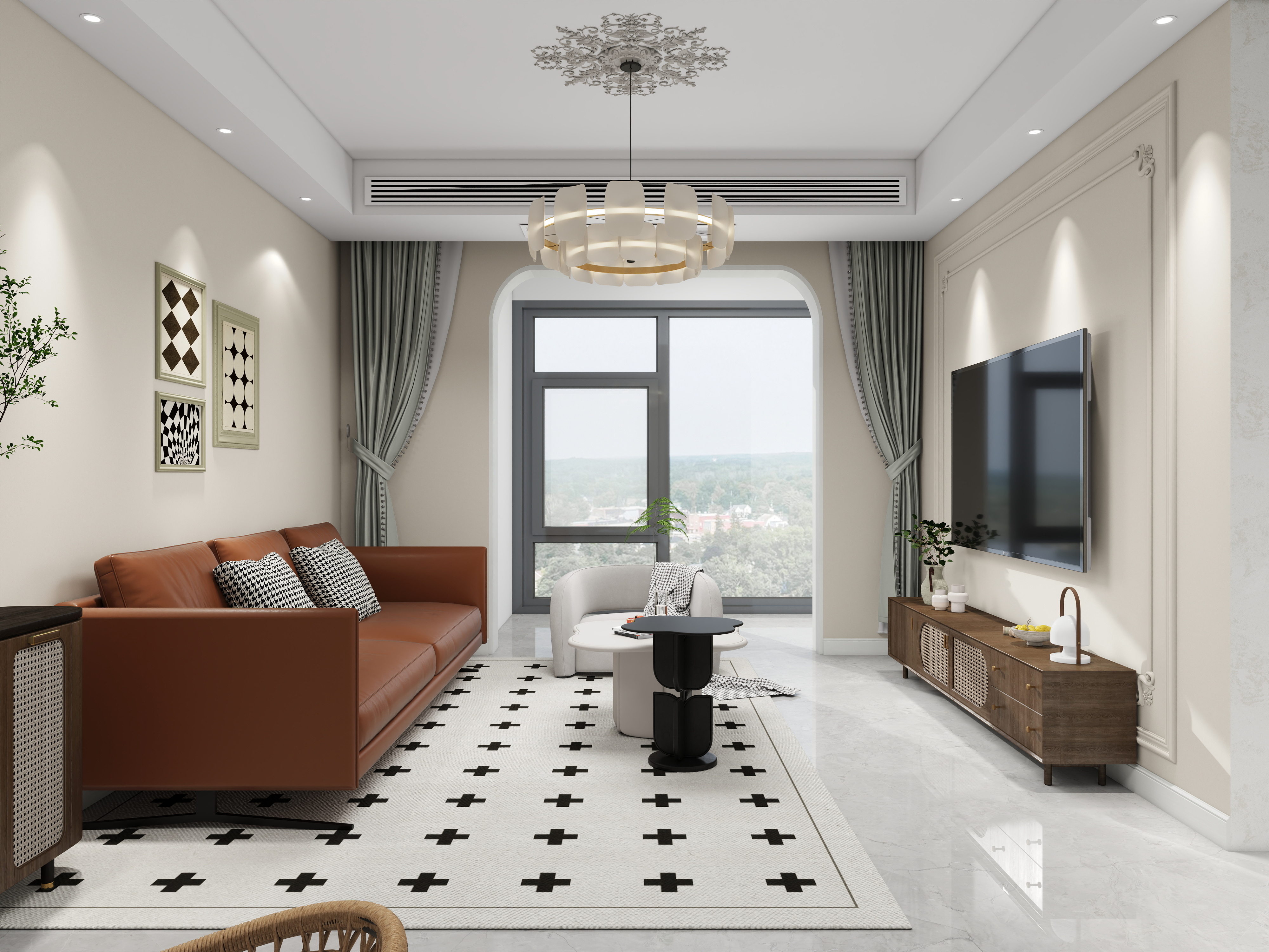 设计师刘艳琪-建业观山悦97㎡3室装修效果图