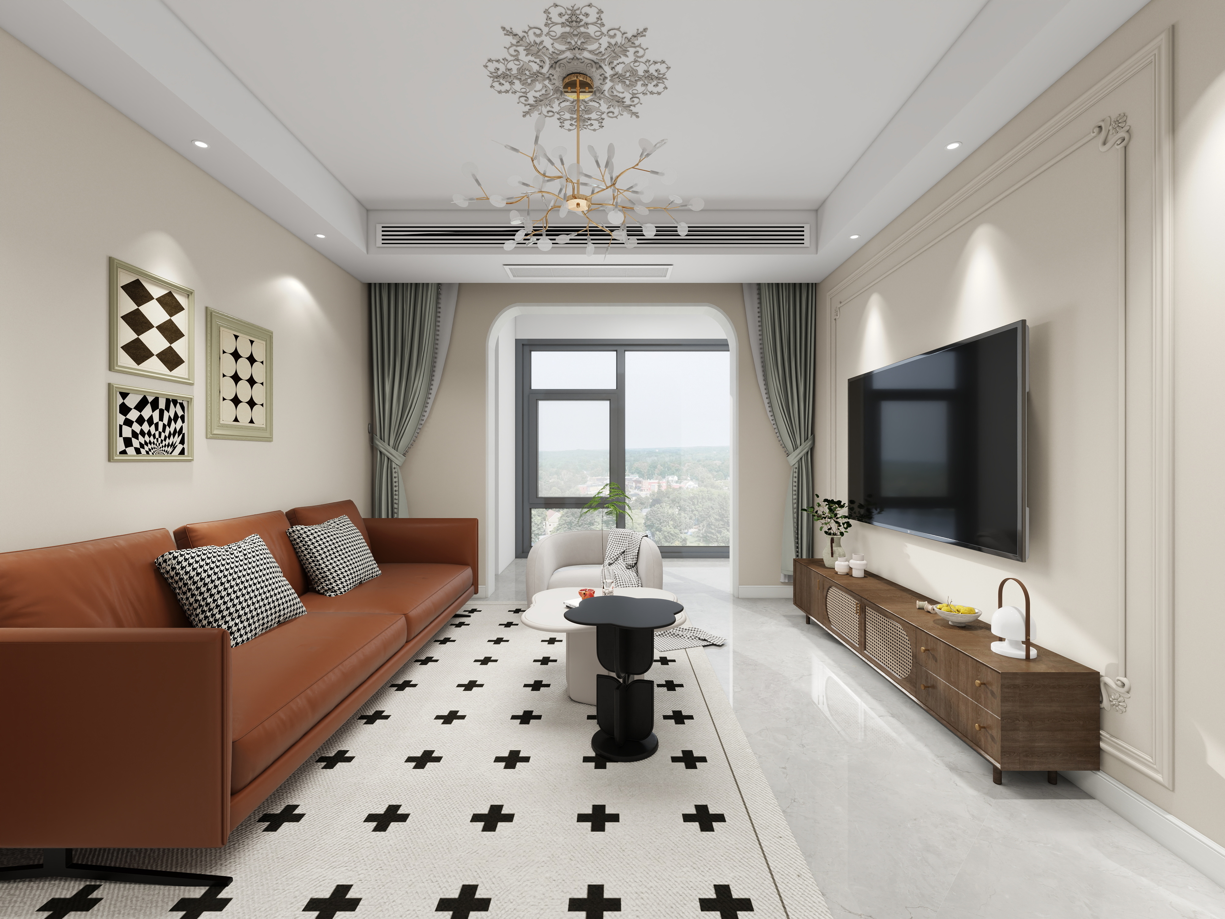 设计师刘艳琪-建业观山悦97㎡3室装修效果图