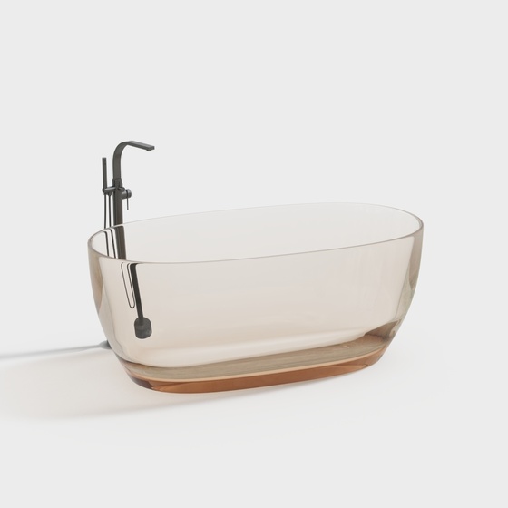 Luxurious Golden Modern Art Bathtub 3D Model