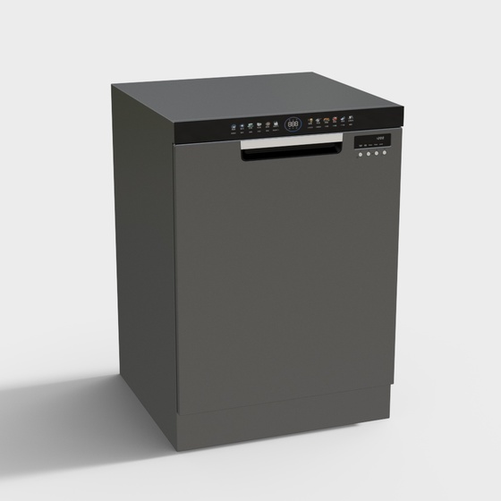 Smart Gray Dishwasher 3D Model