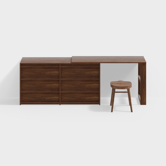 Brown Ancient Style Dressing Table 3D Model