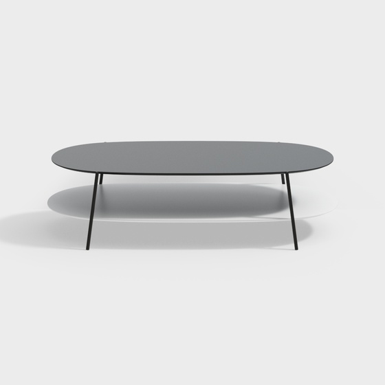 Black SHIKA Modern Simple Double-layer Elliptical Coffee Table 3D Model