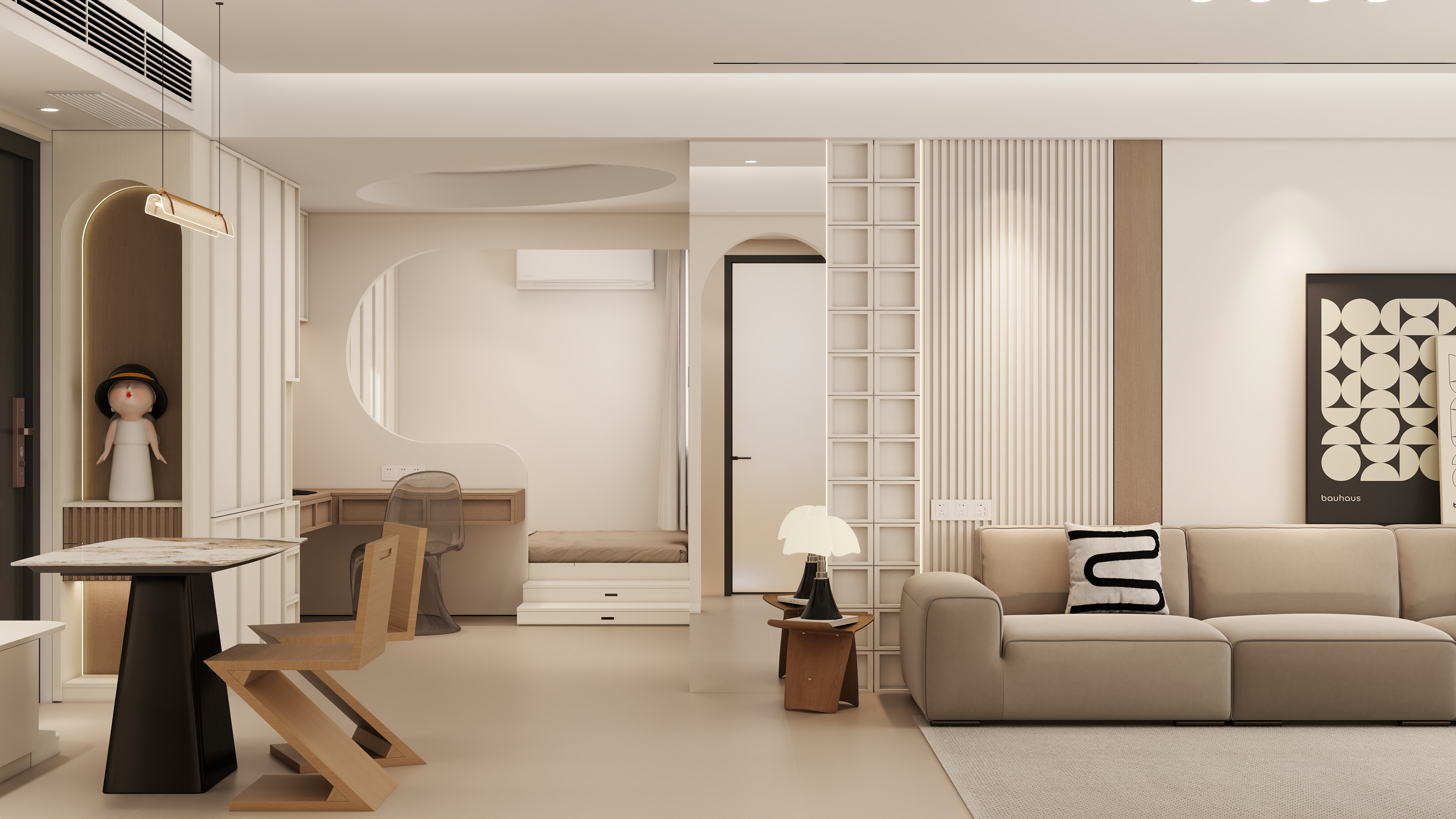 李佳洋-长沙公望府-现代奶油风-装修设计方案