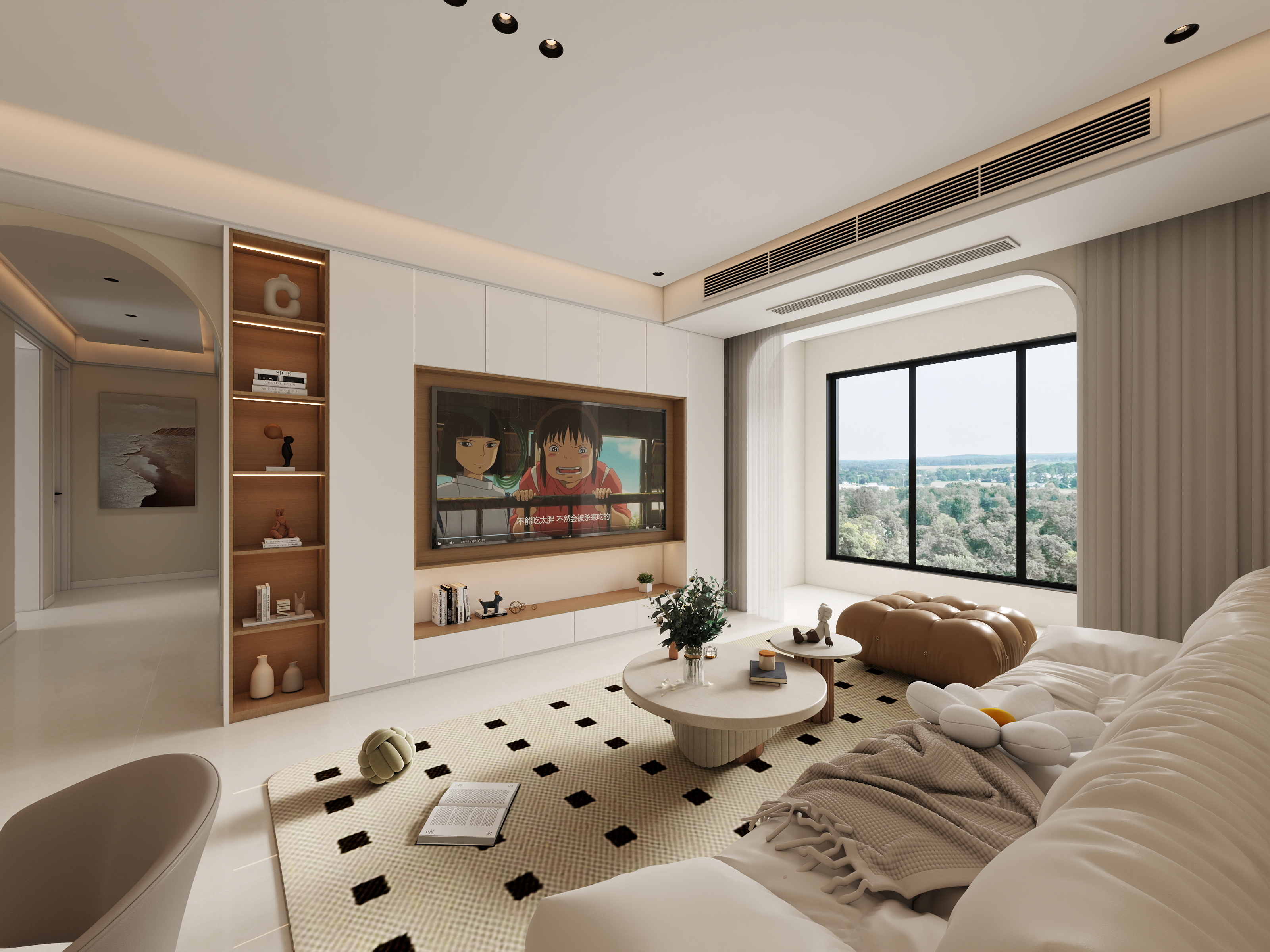 千景室内设计工作室-原木奶油风格三室两厅-装修设计方案