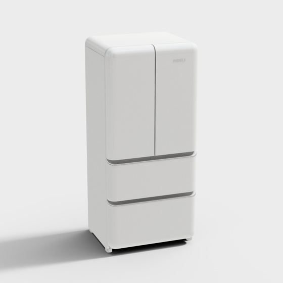Smart Refrigerator 3D Model in White Finish