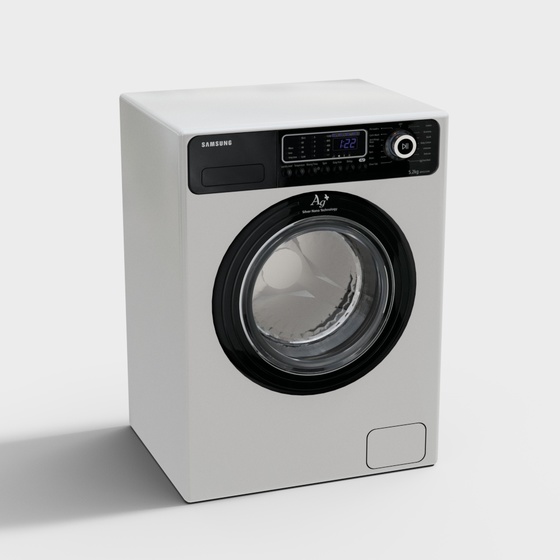 Efficient Smart Washing Machine 3D Model in White
