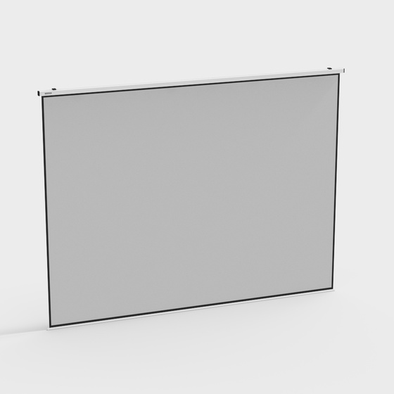 Modern Gray Wall-Mounted Projector Curtain 3D Model