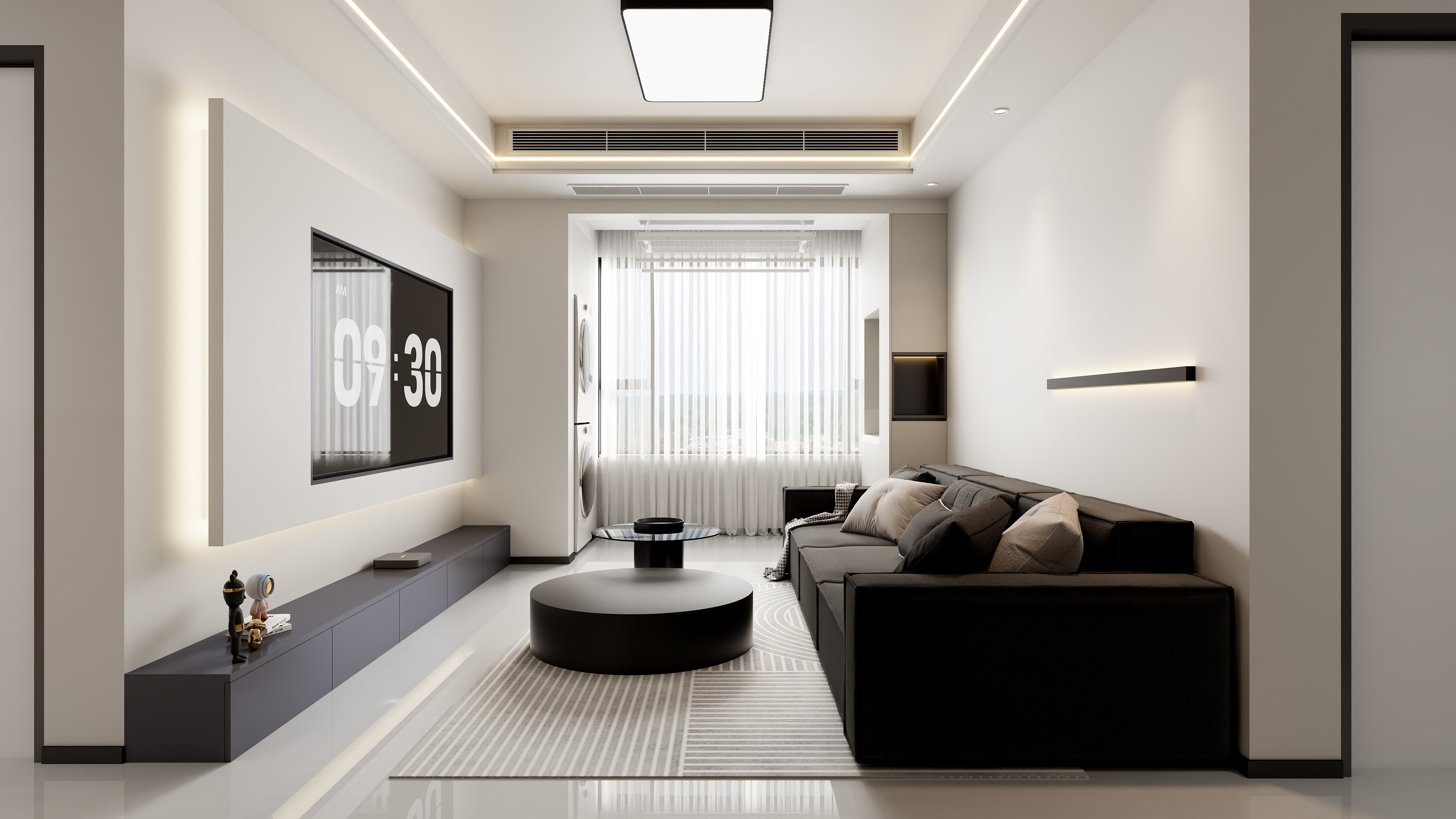 王玻-《黑白灰》90㎡3室-装修设计方案