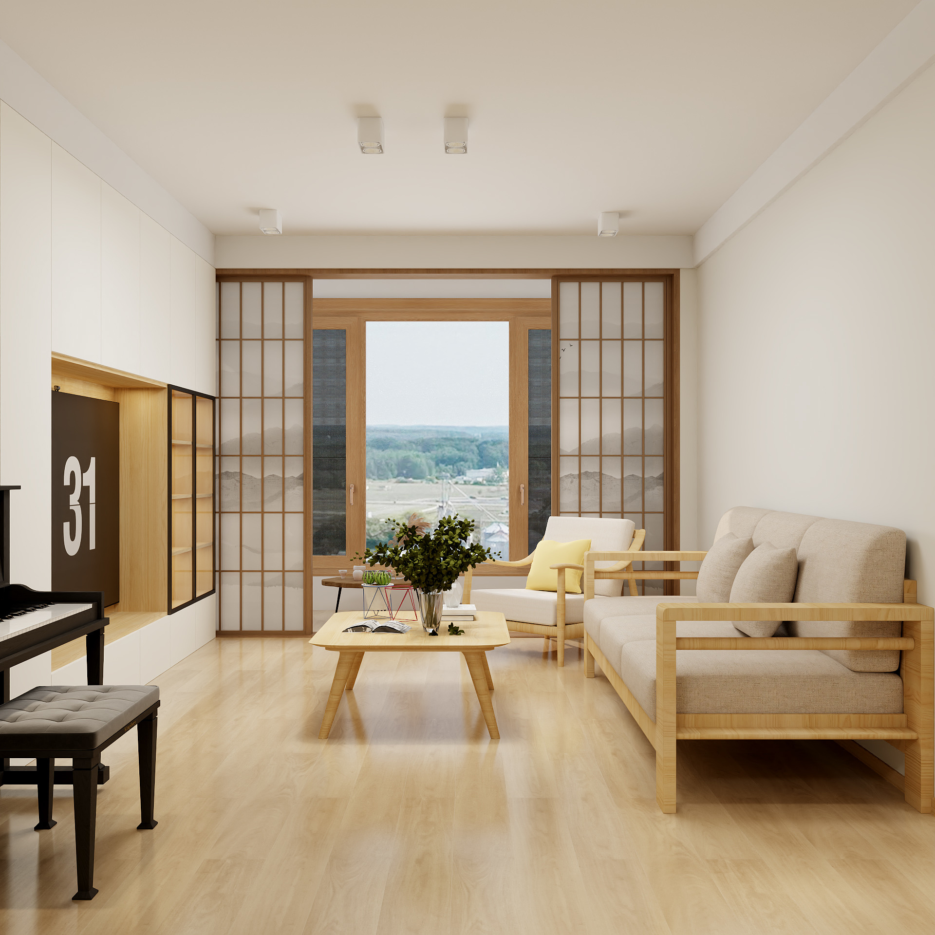 100元设计方案-84m²原木简约风格装修效果图