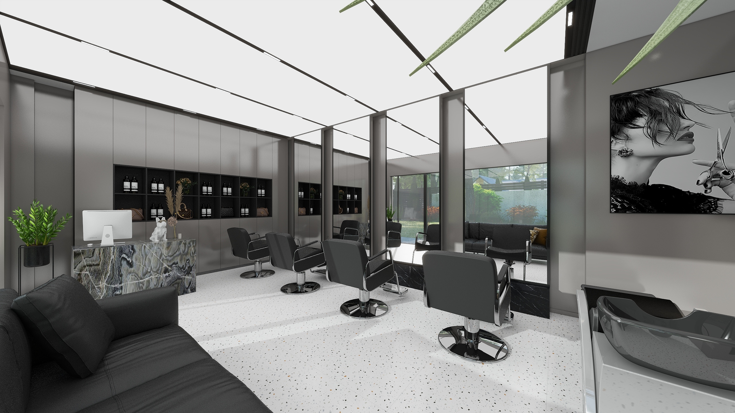 盛格-温馨装修设计-《理发店》现代工业|大厅36平米-装修设计方案