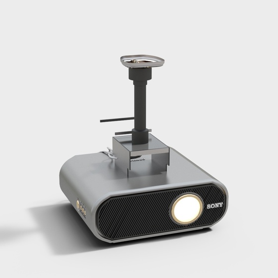 Ceiling Mounted Black Projector 3D Model
