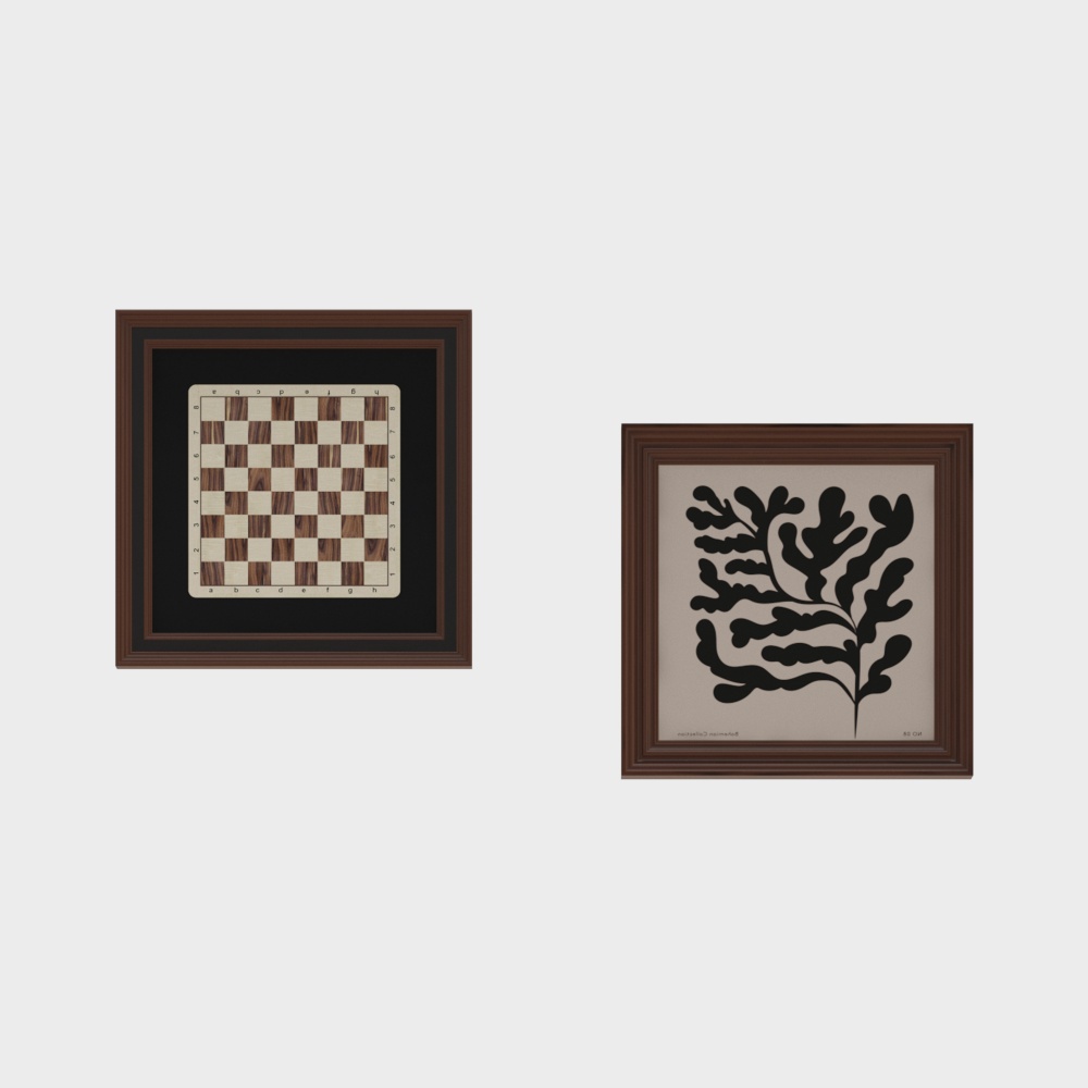 侘寂中古主卧室挂画