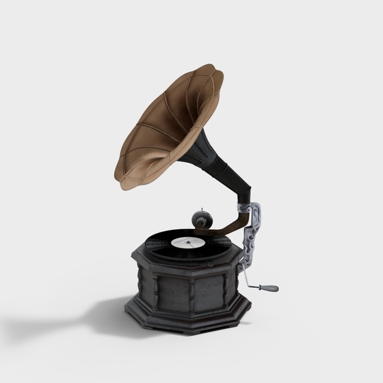 Victorian-Style Black Record Player 3D Model