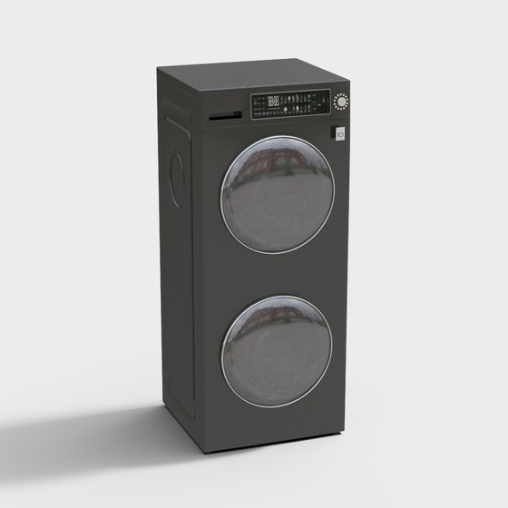 Gray Laundry and Dryer Combo Washing Machine 3D Model