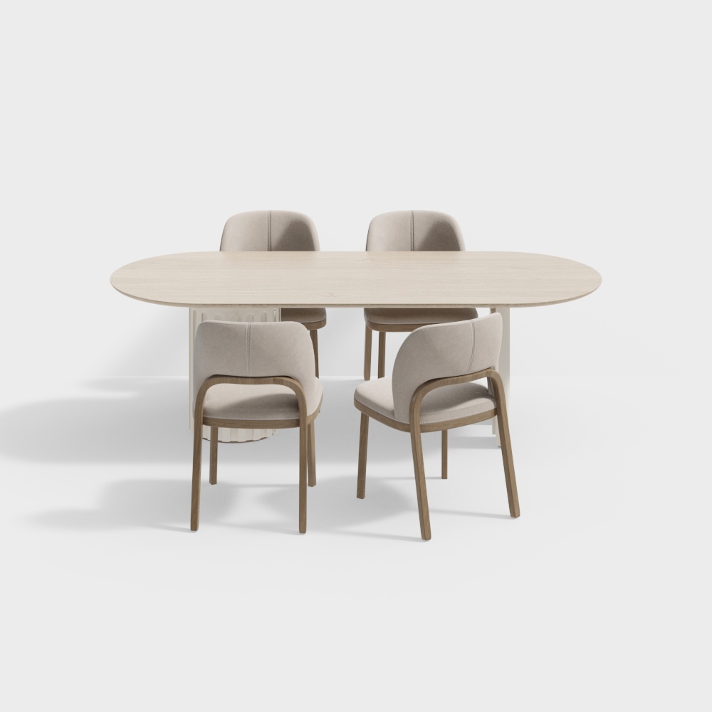 现代奶油风餐桌椅组合