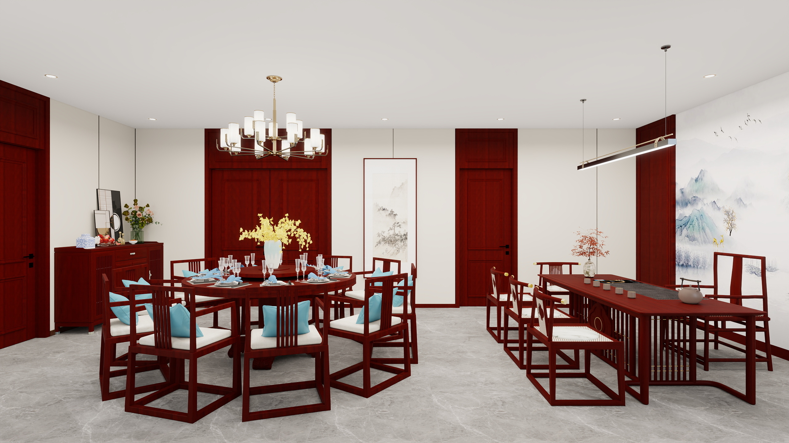 设计丨张超杰-中式办公室装修效果图