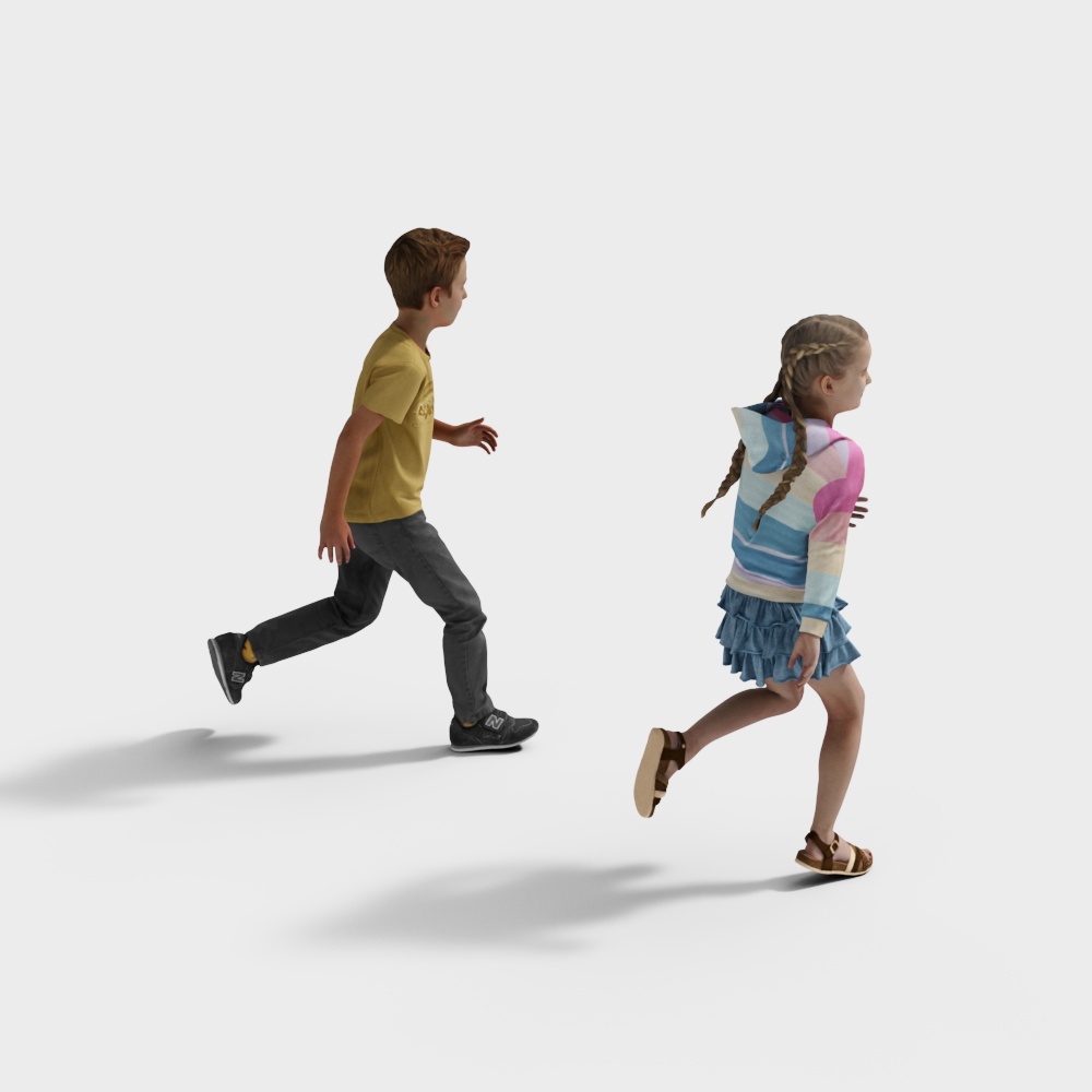 两个奔跑的小孩