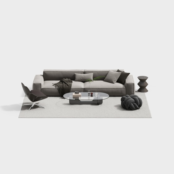 Modern Minimalist Sofa Set 3D Model