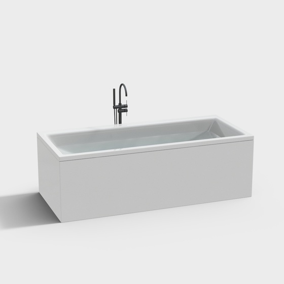 Modern Gray Bathtub 3D Model for Contemporary Bathrooms