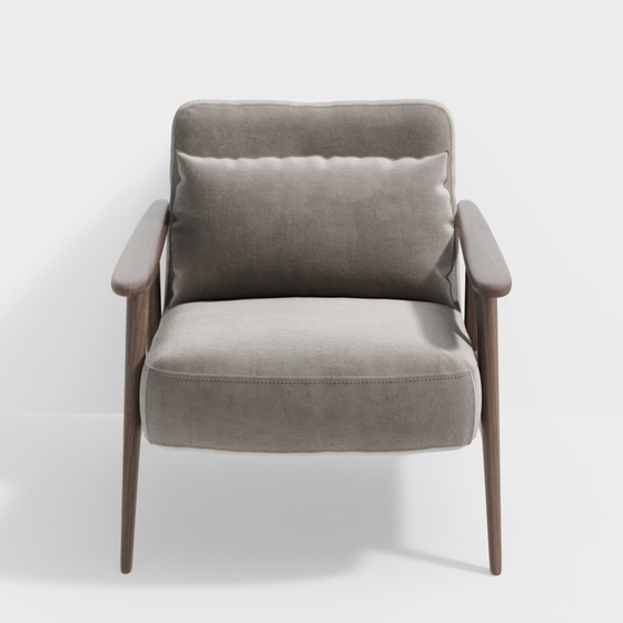 Elegant and Quiet Single Sofa 3D Model in Gray