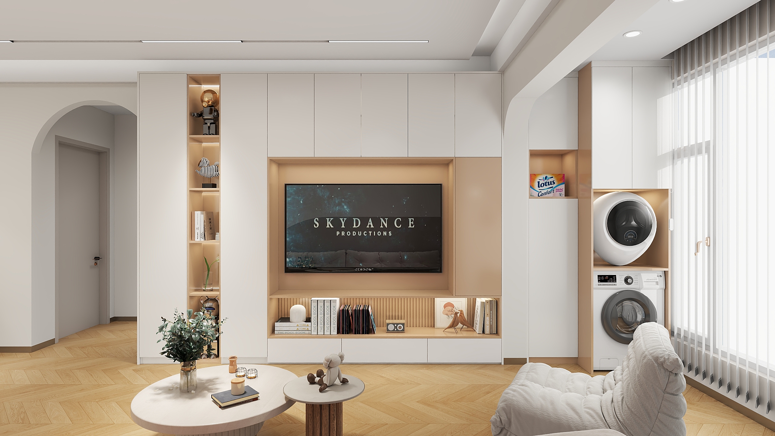 王翠丽-现代简约奶油风69㎡2室装修效果图