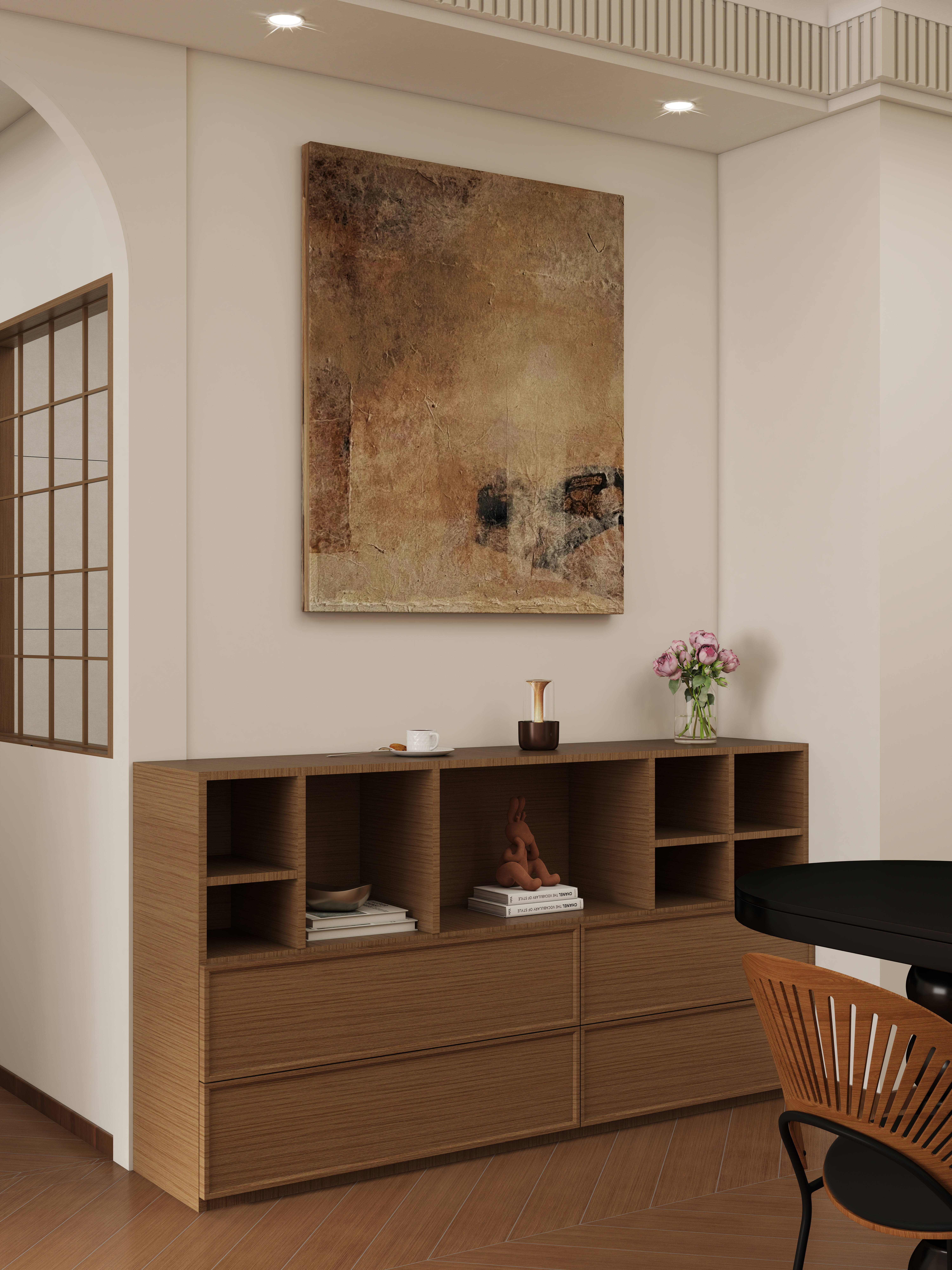 壹诺设计工作室-102㎡3室-中古风装修效果图