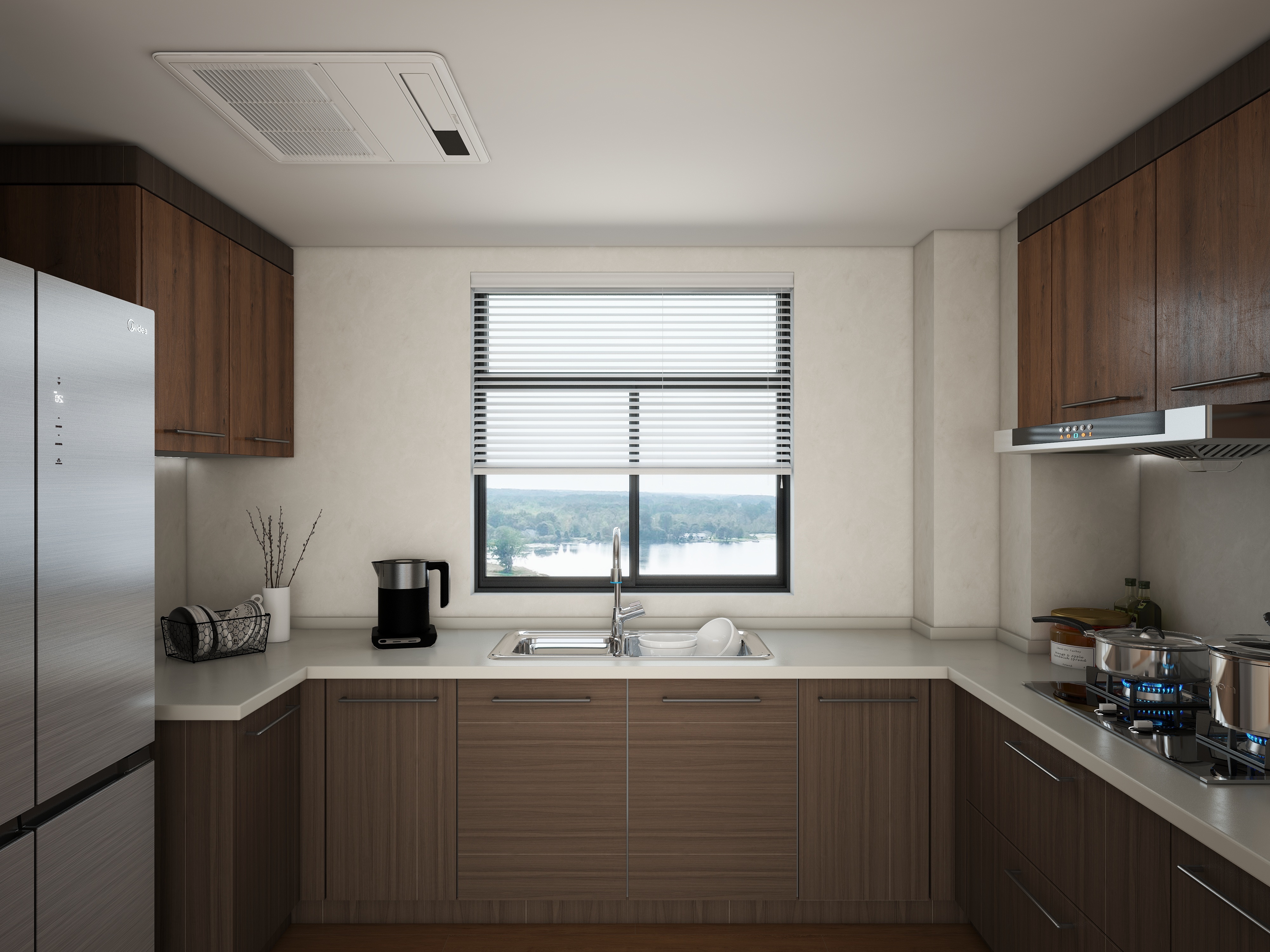 大金空调官方-自然之居-温馨原木风客餐厅设计装修效果图