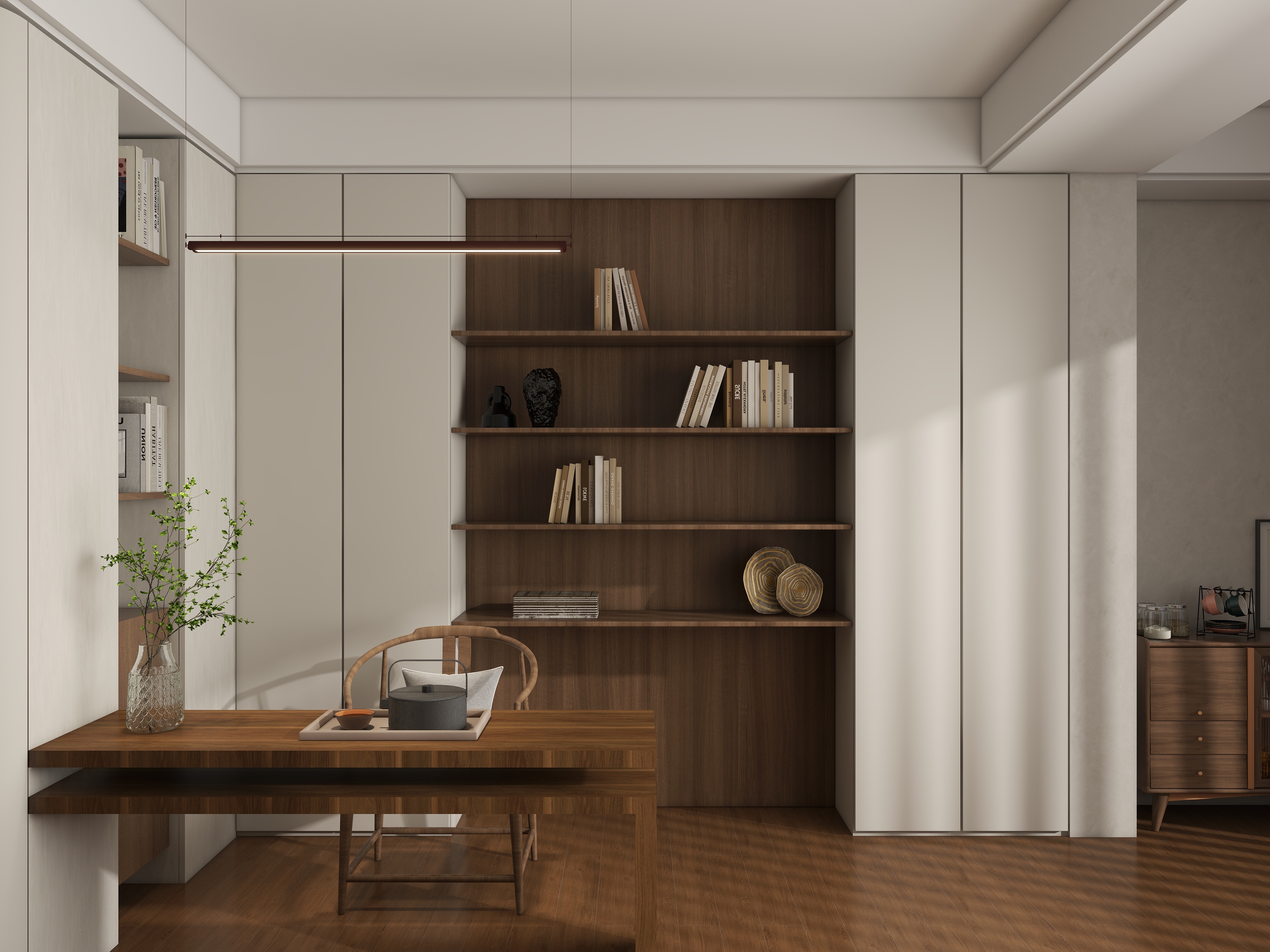 大金空调官方-自然之居-温馨原木风客餐厅设计装修效果图