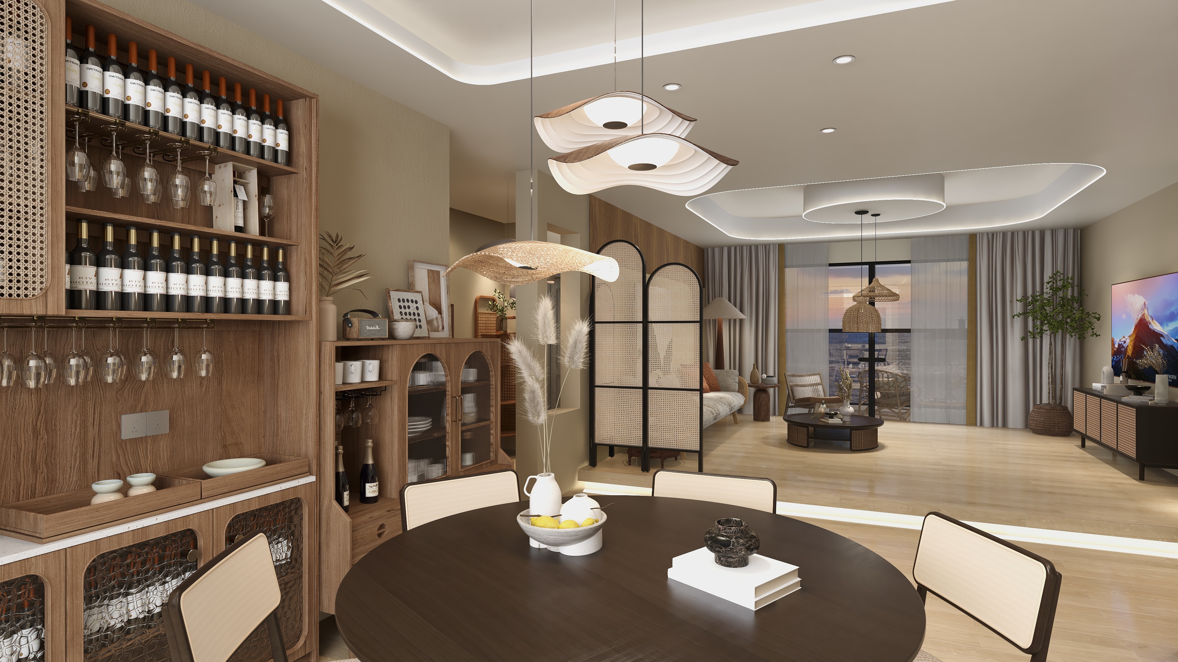 严开鑫-家居空间215平方，平面图装修效果图