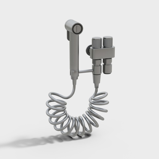 Functional Spray Gun 3D Model in Gray