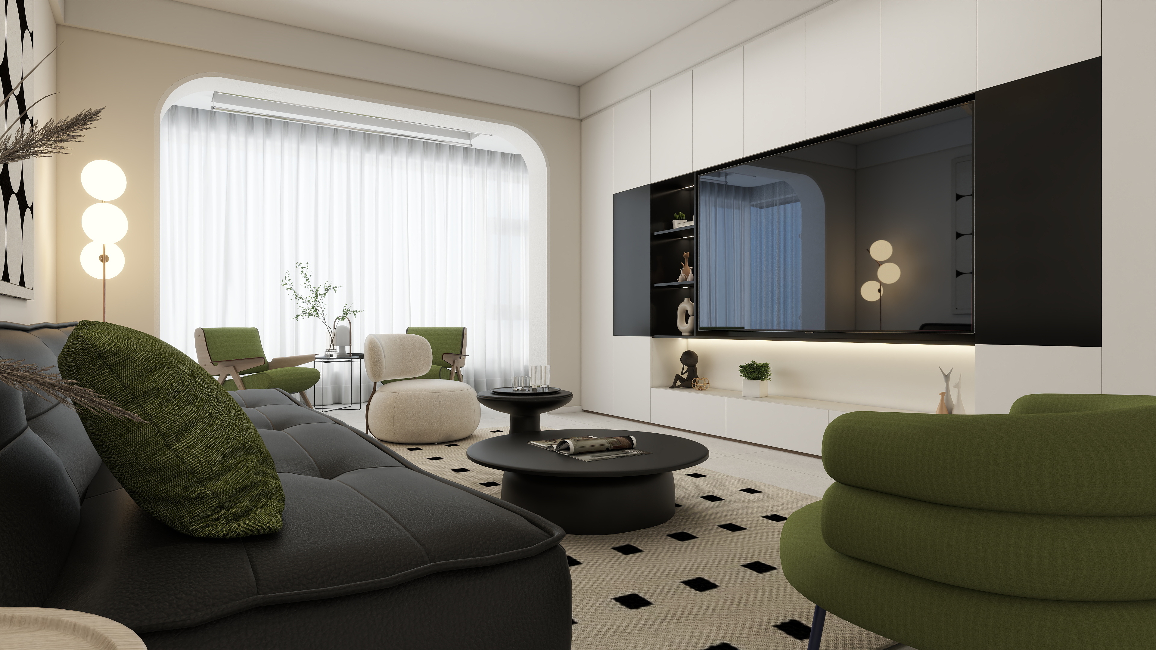 艾菲尔设计工作室-紫金花园107m²简约奶油三居室-装修设计方案