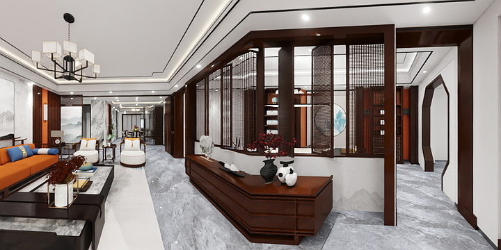酷用户QZVy-外滩华府234方新中式-装修设计方案