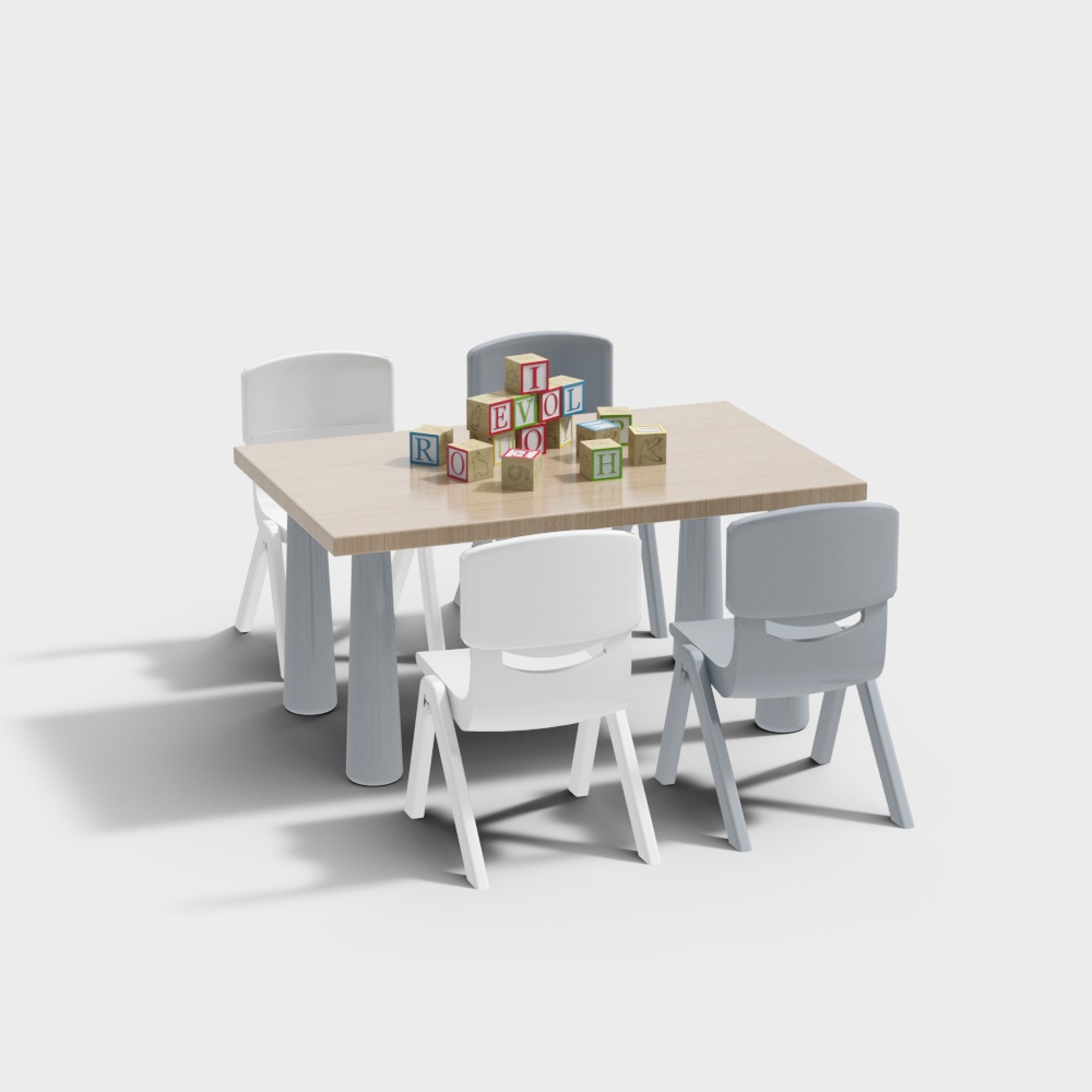 幼儿园小桌组合3D模型
