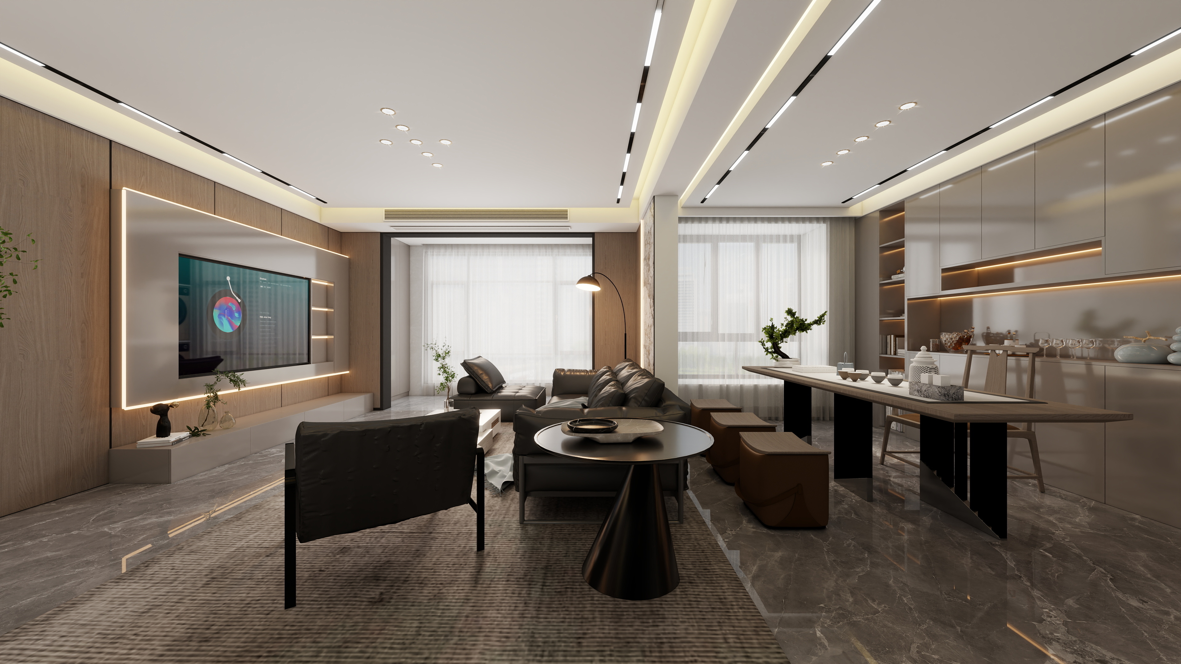 小張空间设计-轻奢意式大三室-装修设计方案