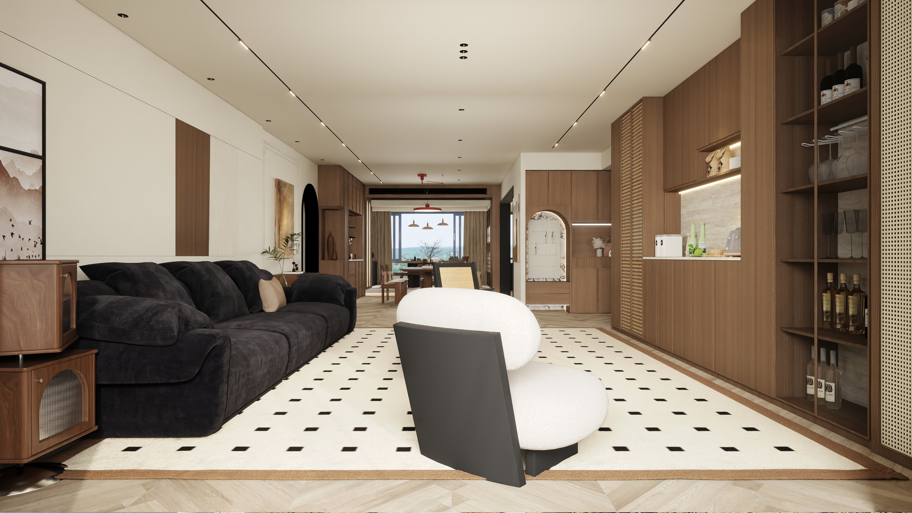 张煜强煜境设计-盛世名门中古奶油279㎡6室装修效果图