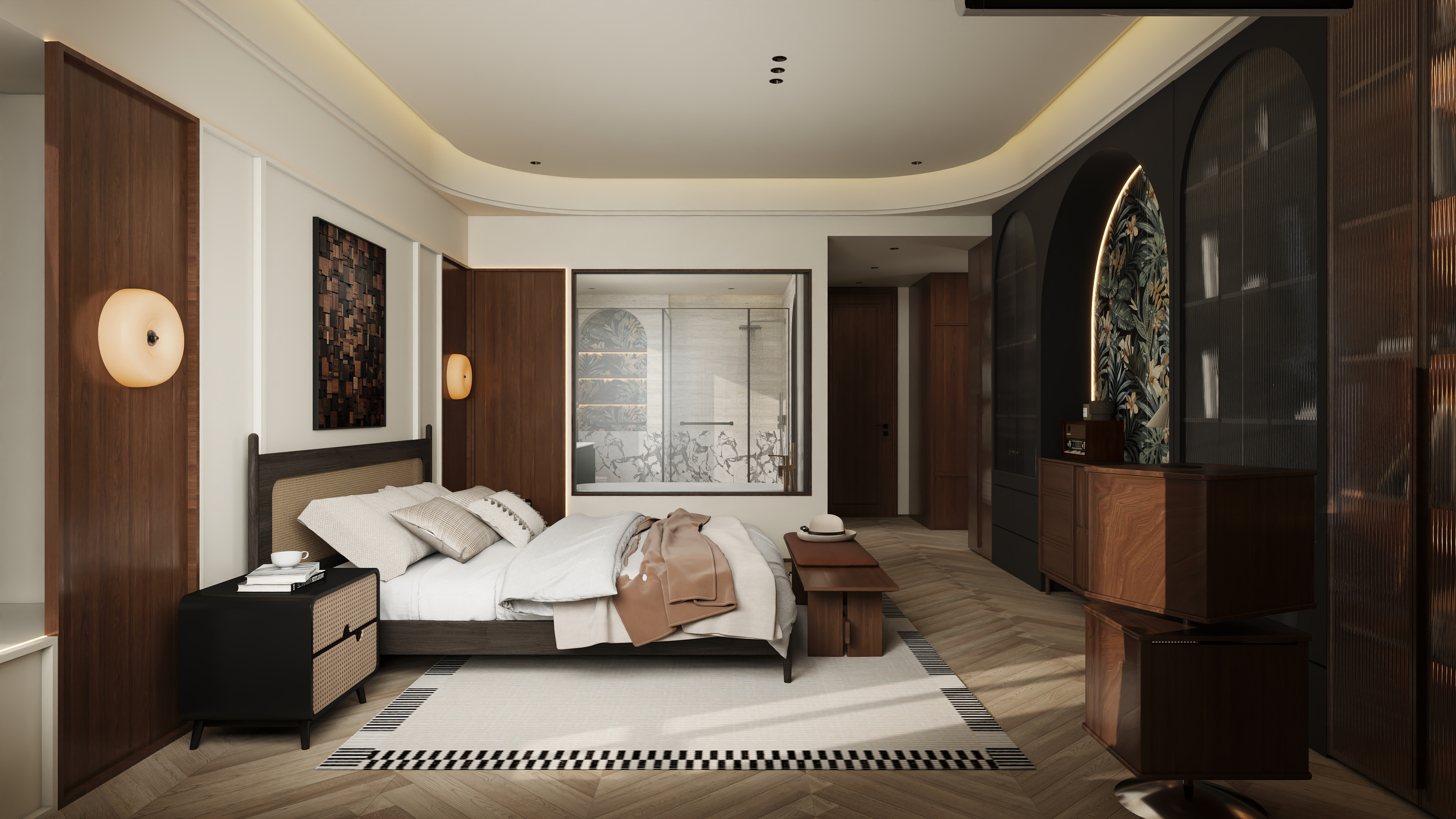 张煜强煜境设计-盛世名门中古奶油279㎡6室装修效果图