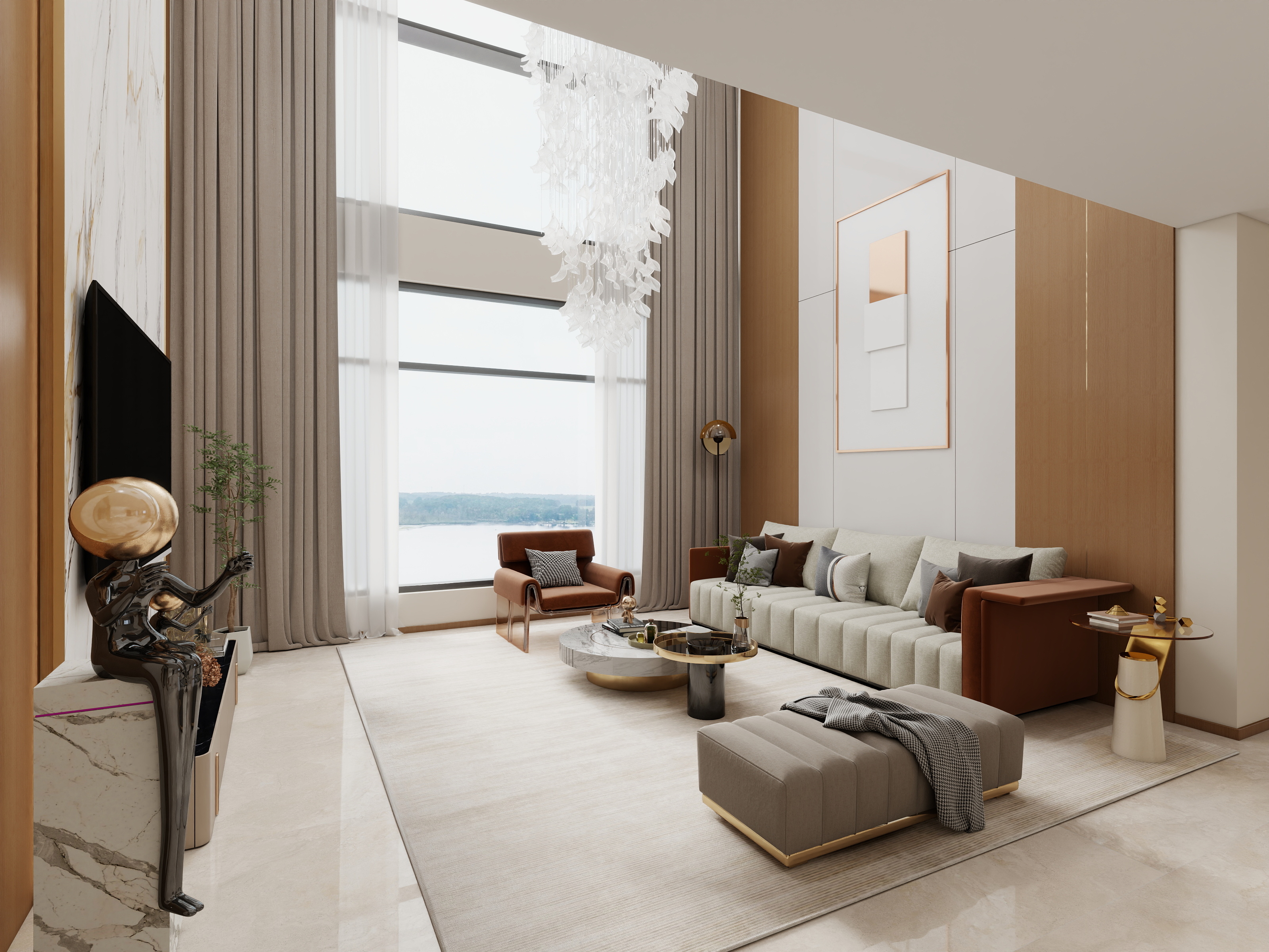 千景室内设计工作室-万山华府轻奢176㎡1室装修效果图