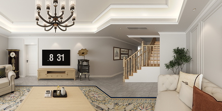 Gioia.-简欧别墅客厅-装修设计方案