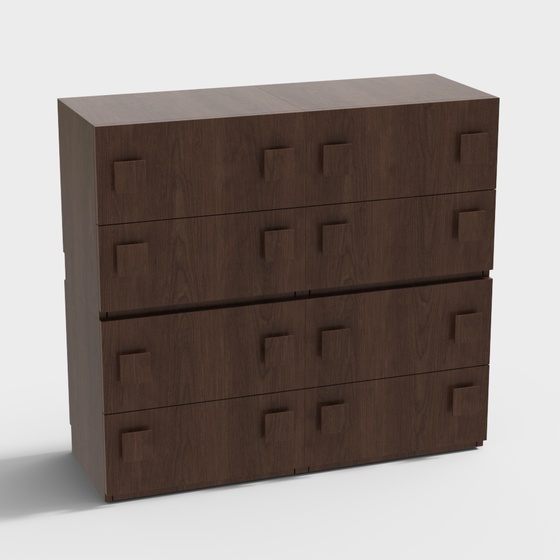 Modern Antique-Style Chest of Drawers 3D Model in Brown