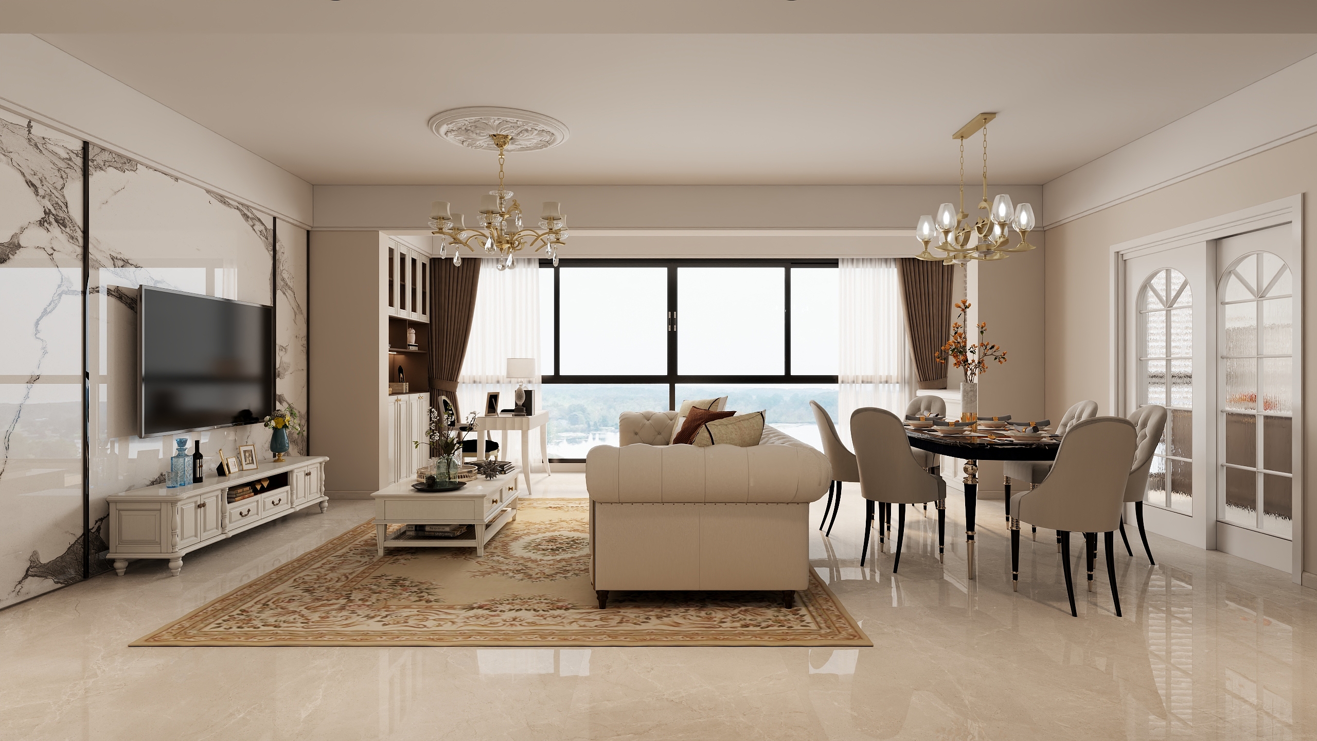 沐光|知行视觉设计工作室-阿东-潮州-美式+轻奢-装修设计方案