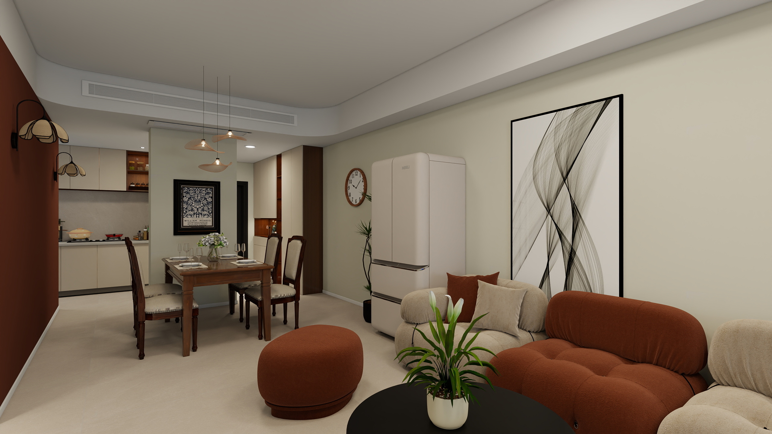 疆南-可可家-97㎡1室-法式中古-装修设计方案