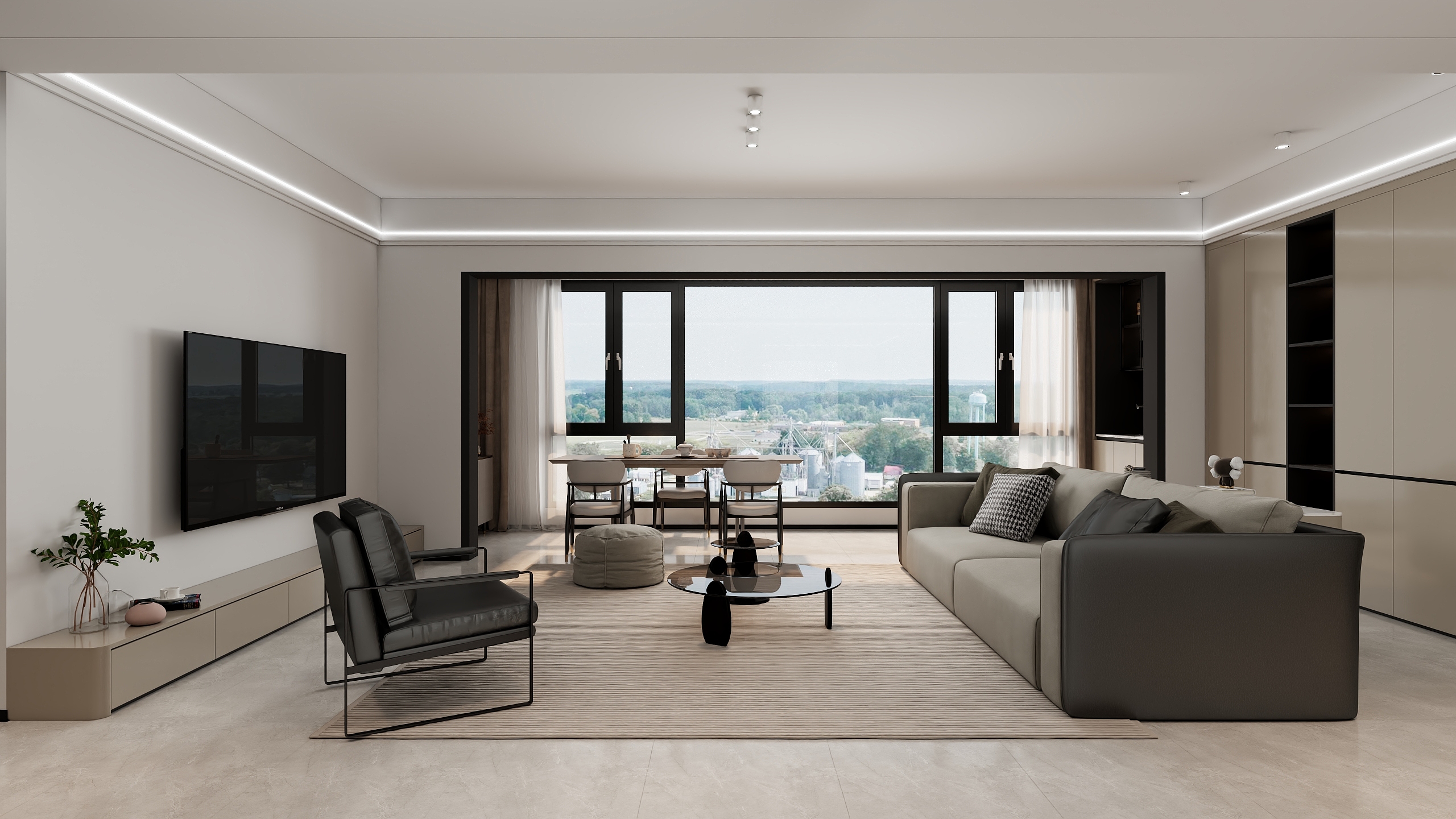 沐光|知行视觉设计工作室-阿东-建发-现代简约 横厅-装修设计方案