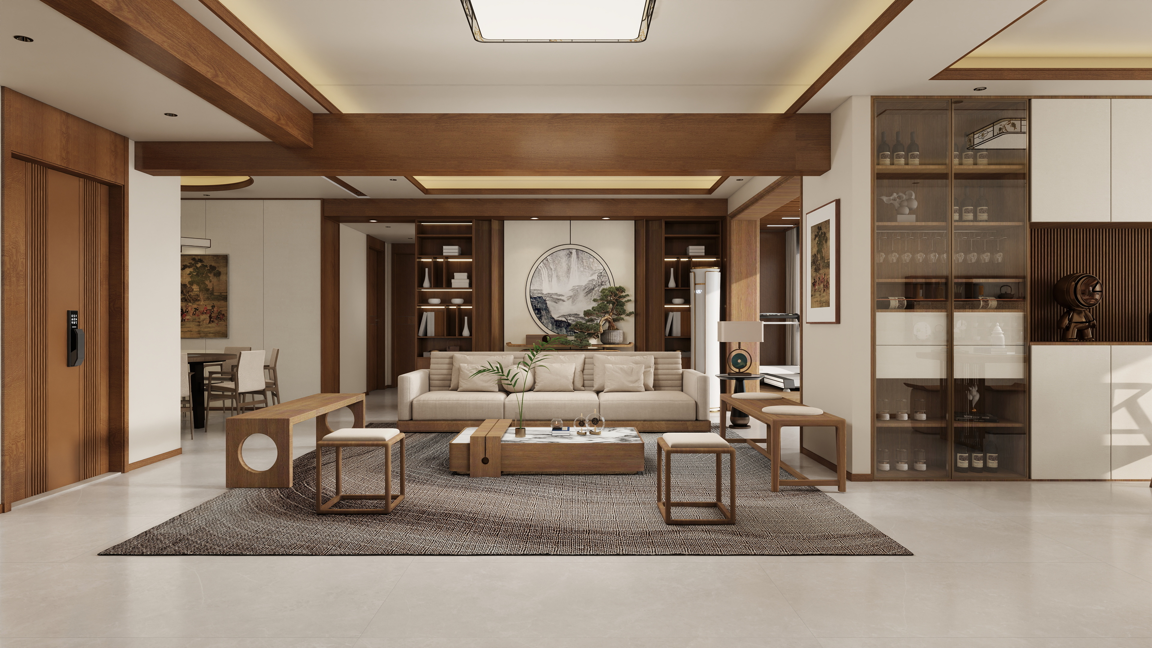 张煜强煜境设计-215平米新中式大平层装修效果图