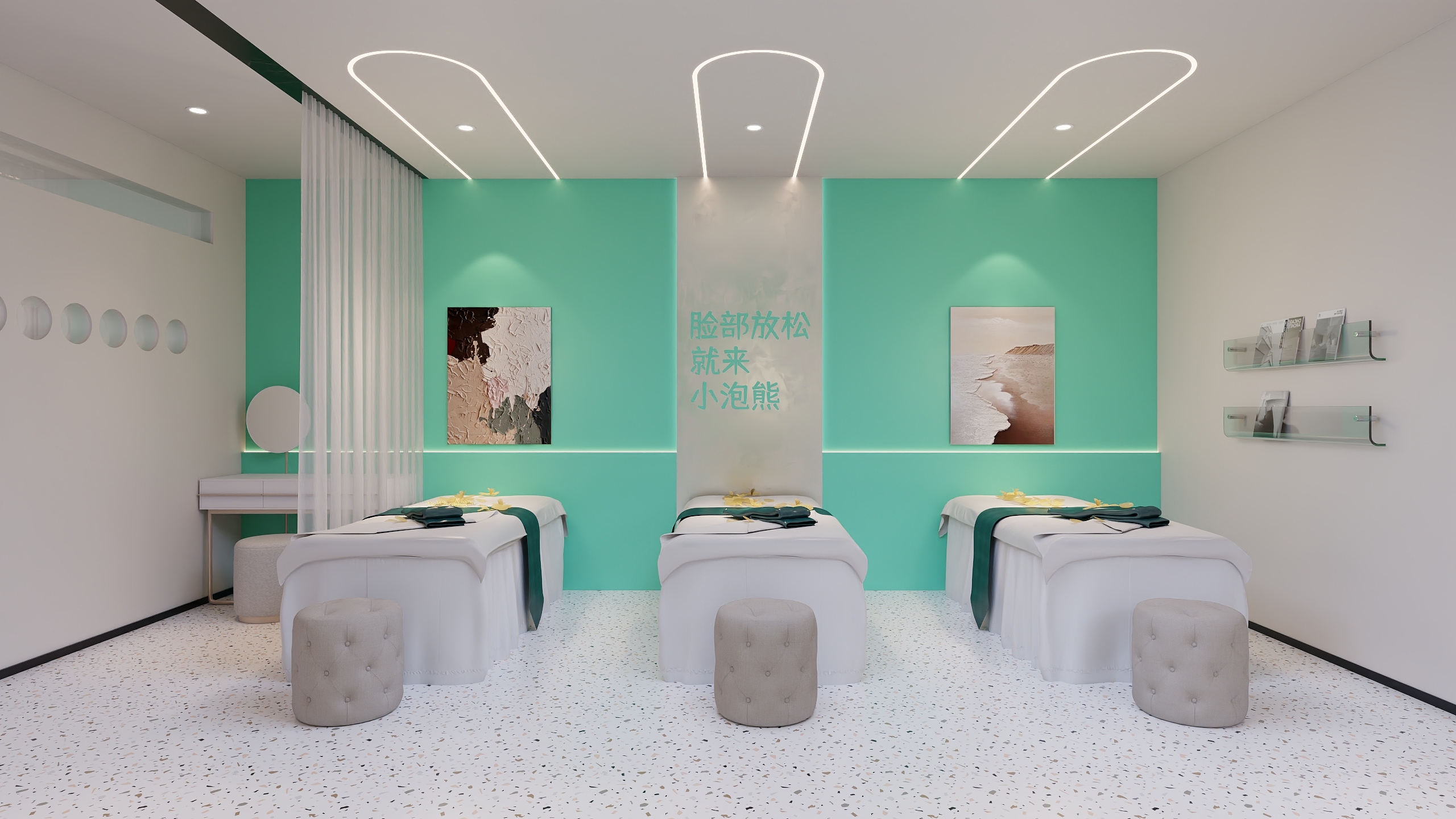 方源设计-美容院设计——洗脸吧装修效果图