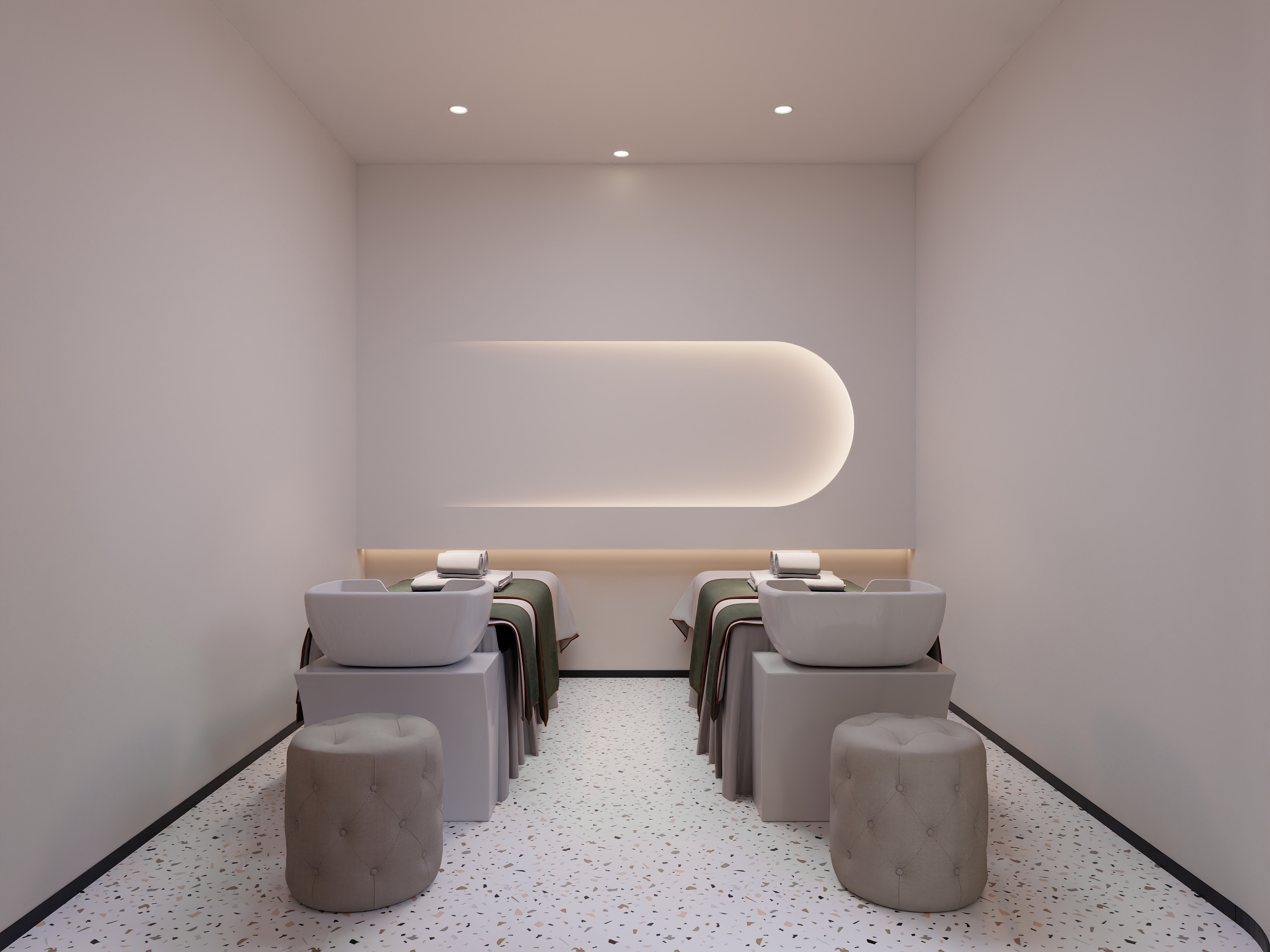 方源设计-美容院设计——洗脸吧一层头疗区装修效果图第1张